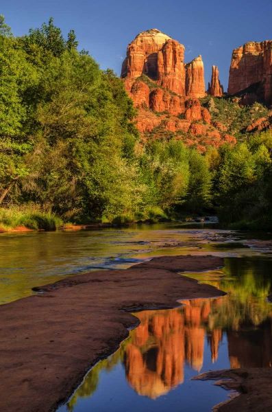 USA, Arizona Cathedral Rock reflects in creek